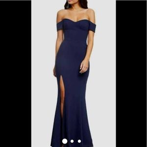 Dress the Population off the shoulder navy gown
